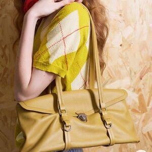 Elegant Yellow Leather Handbag